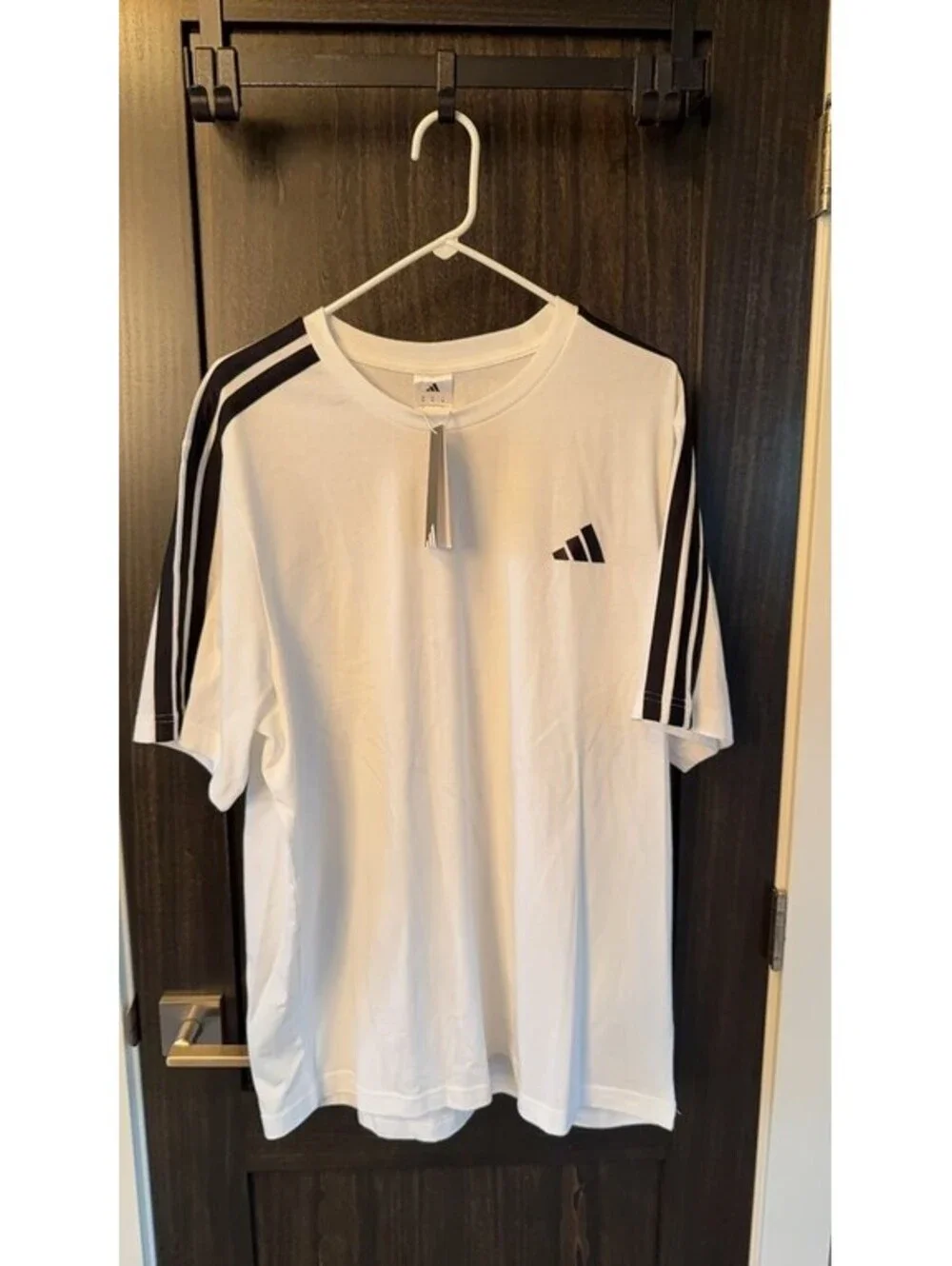 Adidas White T-Shirt with Black Stripes #0008